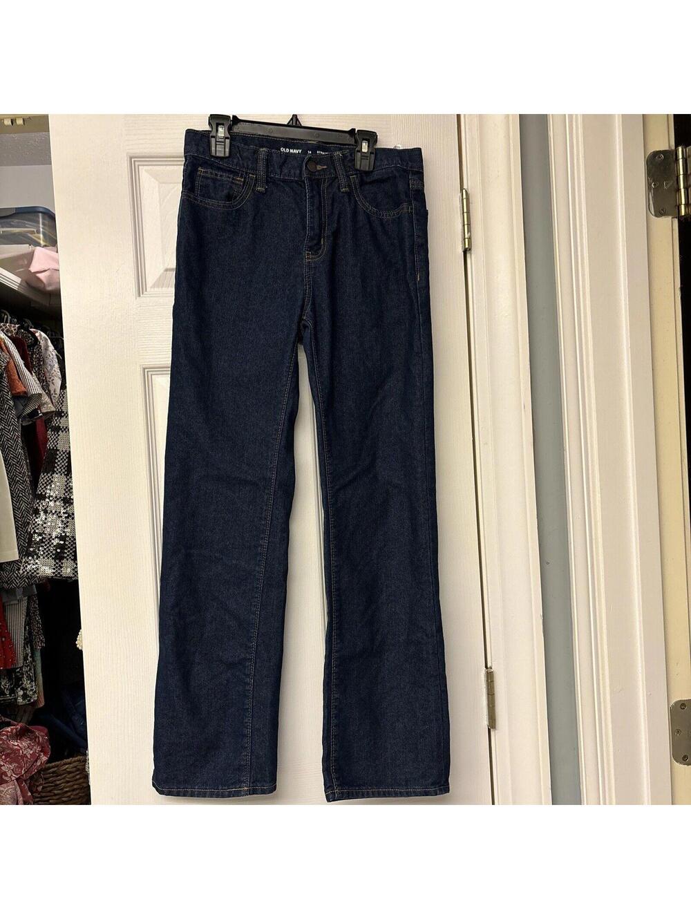 OLD NAVY STRAIGHT BLUE JEANS BOYS SZ 14. Casual All Season Dark Wash